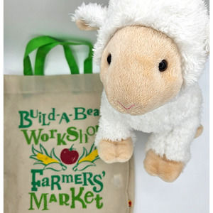 Build A Bear Farmers Market LAMB BAB Beige SHEEP Plush w/ Bag LOT of 2 EUC